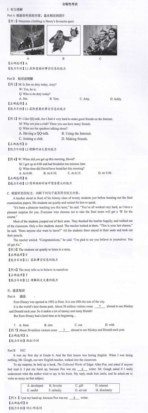 2017上海三校生（英語）學業水平考試模擬試題（含答案）