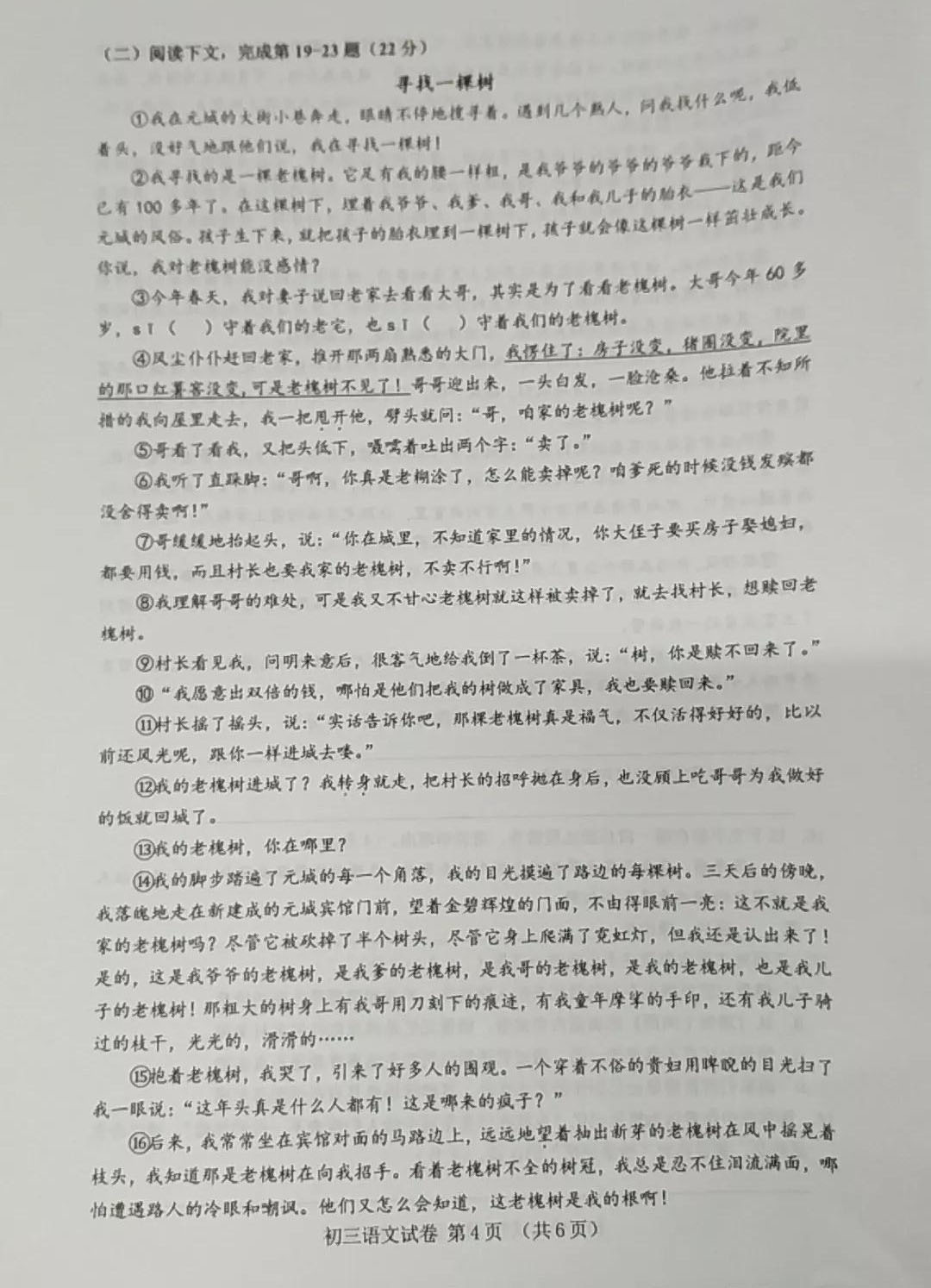 2019屆初三浦東區一模語文卷解析